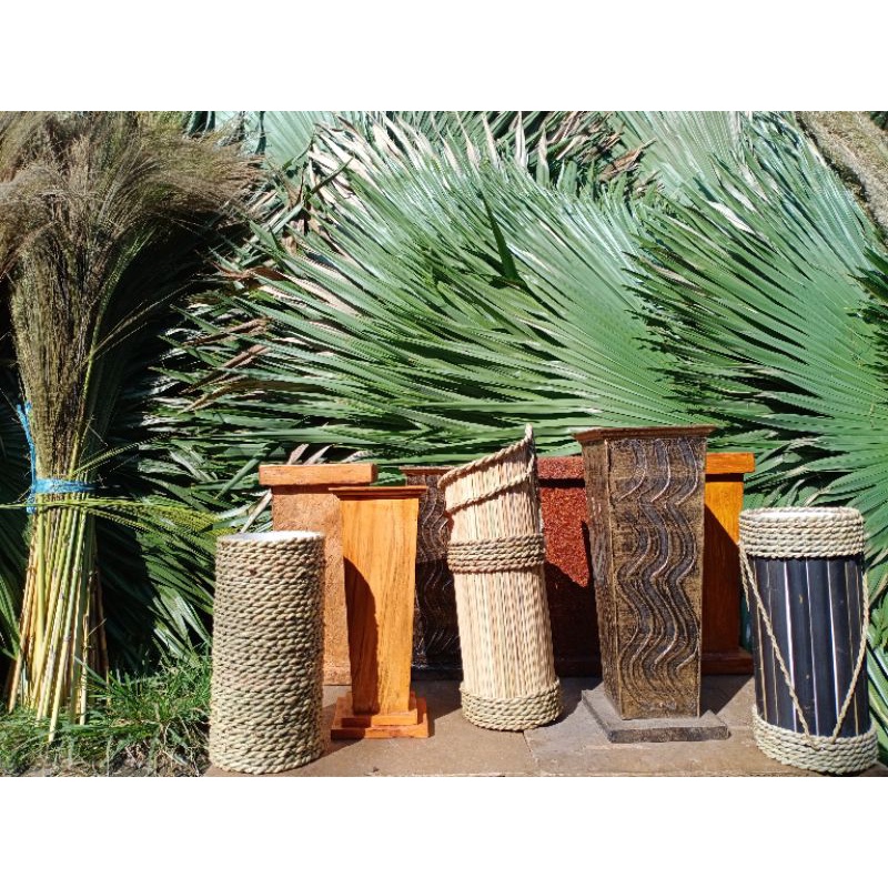 Pot Kayu/Vas Kayu/Pot Mendong/Vas Mendong/Vas Bunga Rustic