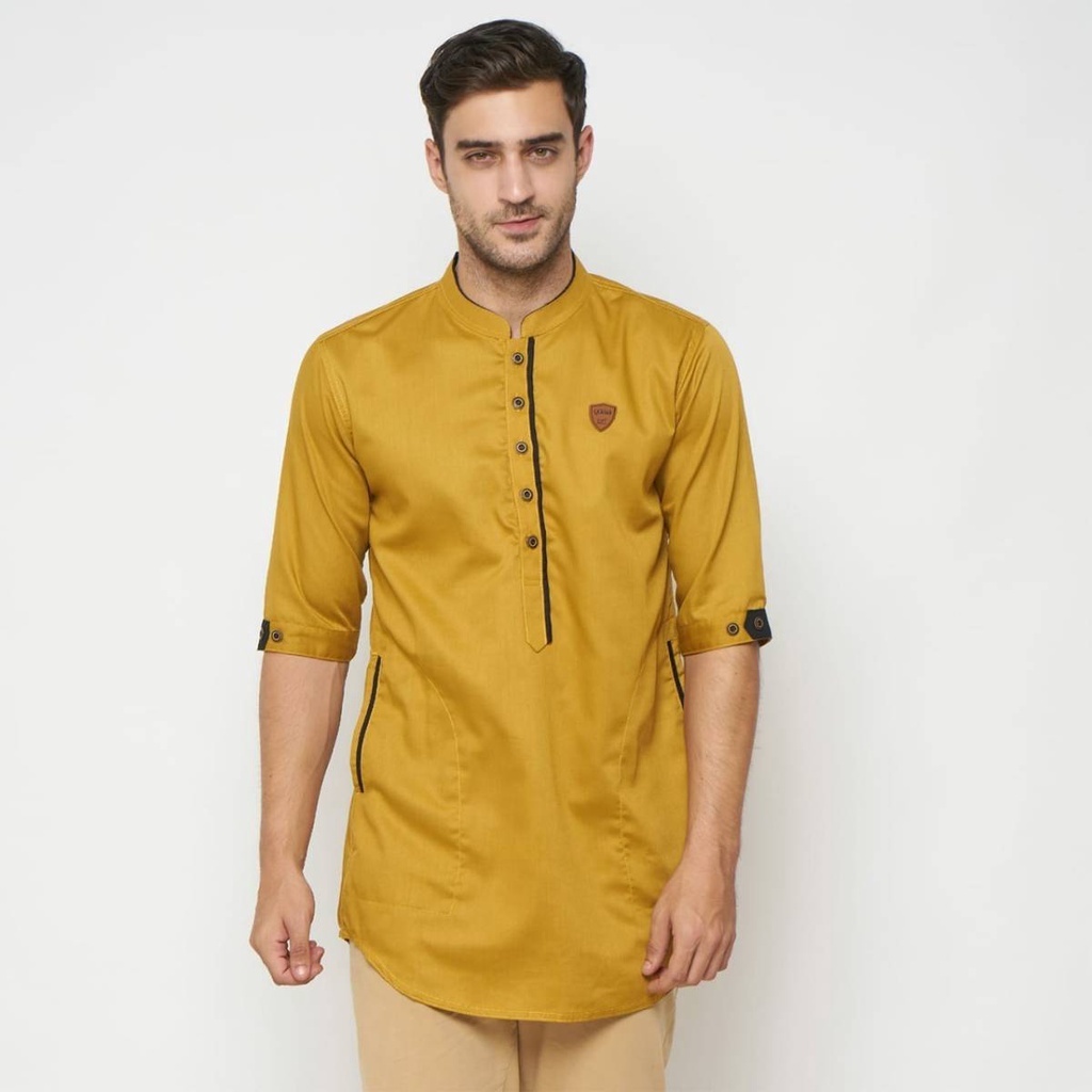 Koko kurta pakistan lengan 3/4 Koko pria Baju koko model kurta bahan katun toyobo 3 Kantong Aktif