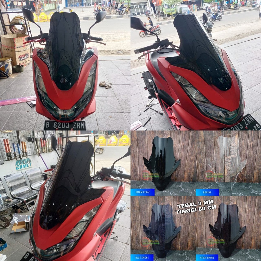 VISOR PCX 160 MODEL TINGGI WINDSHIELD PCX 160 MODEL TINGGI ALL NEW PCX 160 TERBARU TEBAL 3 MM TINGGI