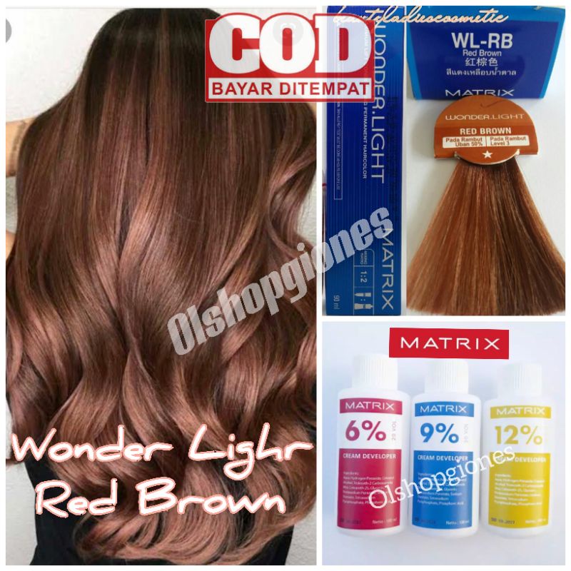 Matrix Wonderlight Red Brown WL-RB + Oxydant (  campuran 100ml ) cat rambut wonder light