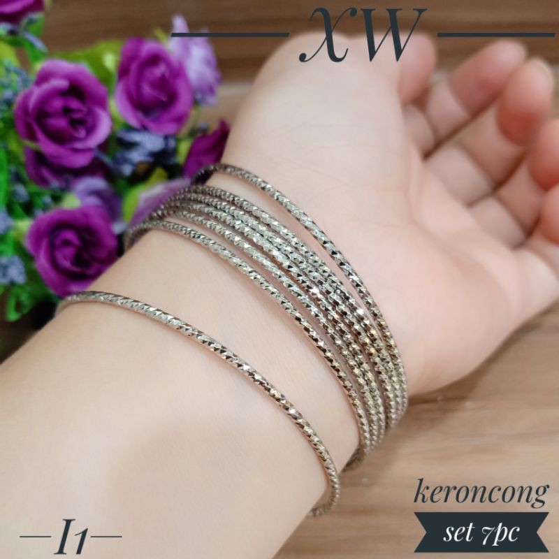 Gelang keroncong set 7pc silver G06015