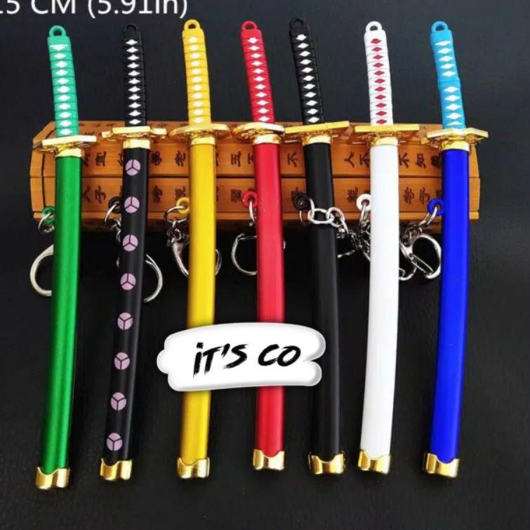 Terbagus.. COD | Keychain Miniatur Pedang Zoro Anime One Piece | Gantungan Kunci | Action Figure Kat
