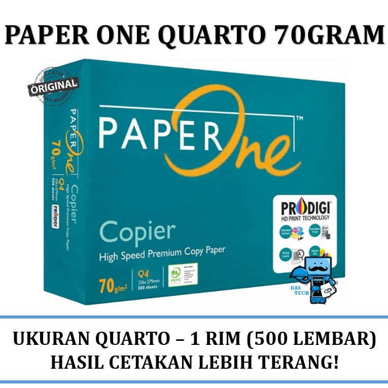 

Kertas HVS Paper One Quarto 70gram - 1 Rim 500 lembar