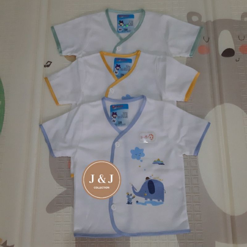 3 pcs Baju Bayi tangan Pendek Polos merk Baby Mocha