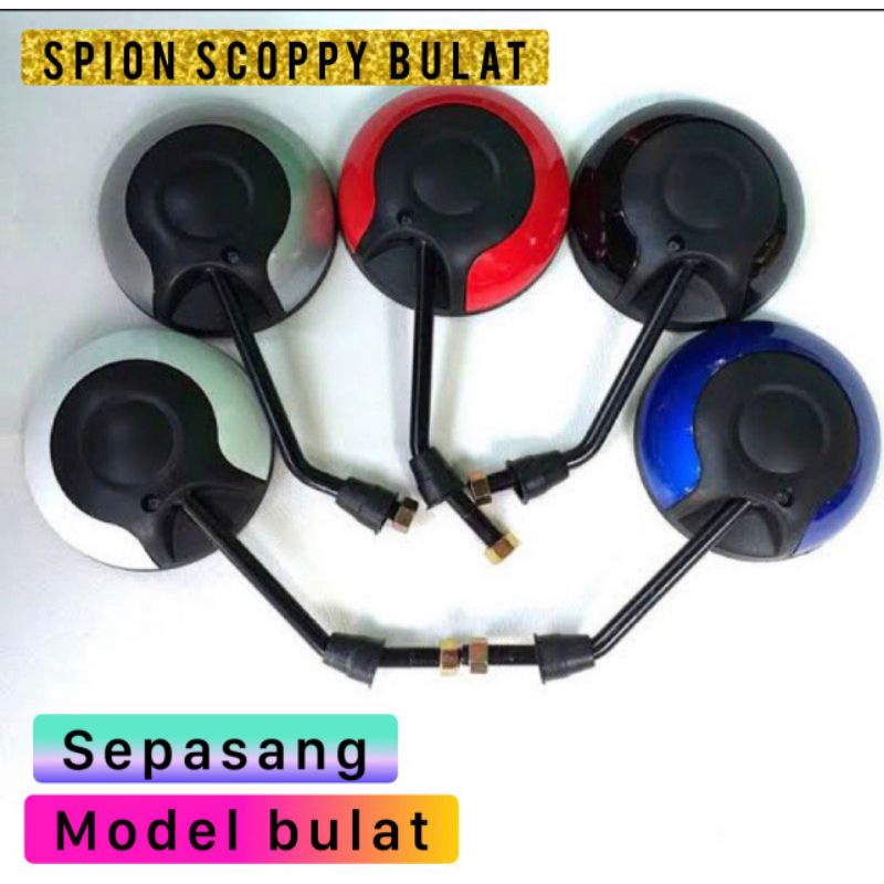 kaca Spion motor model scoopy gagang standar spion bulat ready honda dan yamaha