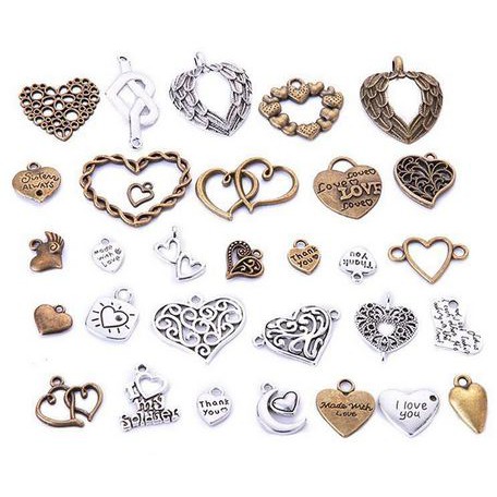 Vintage Heart Pattern Pendant - Liontin Kuno Bentuk Hati (20pcs)