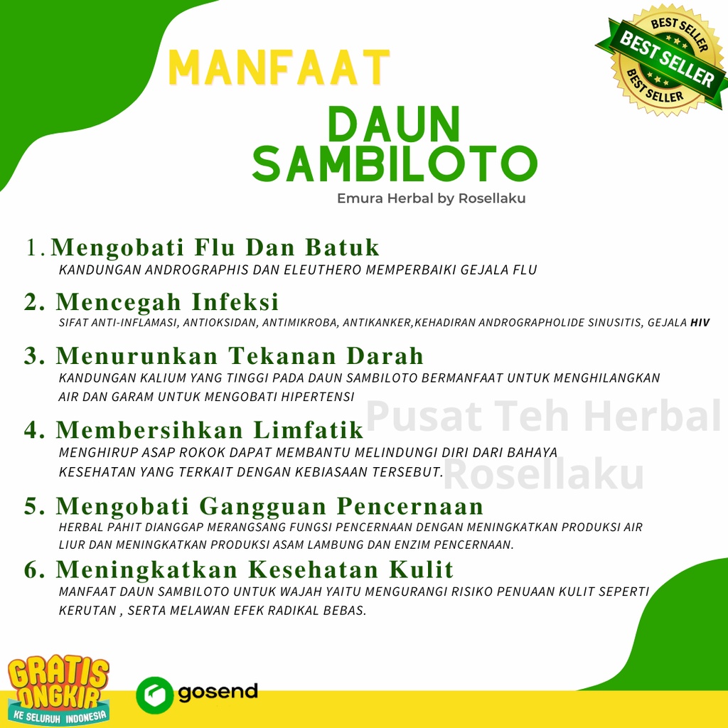 Daun Sambiloto 500Gr Grade A/Daun Sambiroto / Obat Asma Herbal / Obat Flu