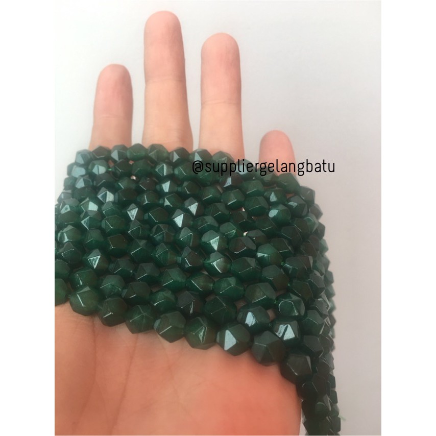 batu faceted hexagon Stone 8mm giok tua jade akik bahan gelang kalung craft bahan aksesoris grosir