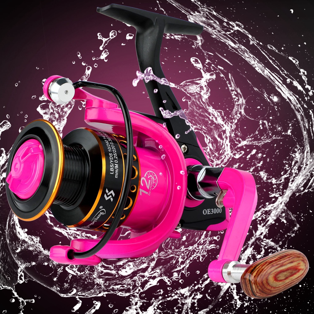 Gulungan Pancing 12 BB Spinning Reel Pancing Dengan Rasio Gear Tinggi 5.0: 1 Spinning Reel Untuk Tangan Kiri/Kanan Untuk Freashwater