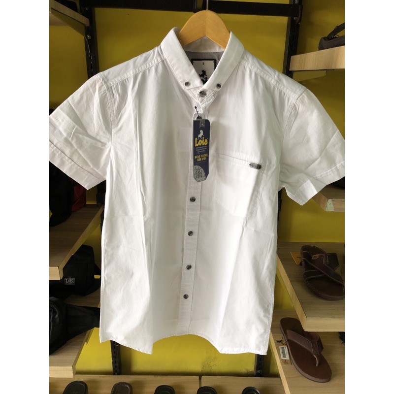 KLS140 KEMEJA LOIS ORIGINAL LENGAN PENDEK PUTIH POLOS