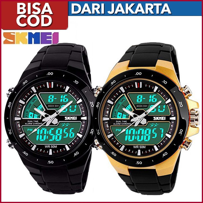 Bisa COD â SKMEI 1016 Jam Tangan Pria Analog Digital LED