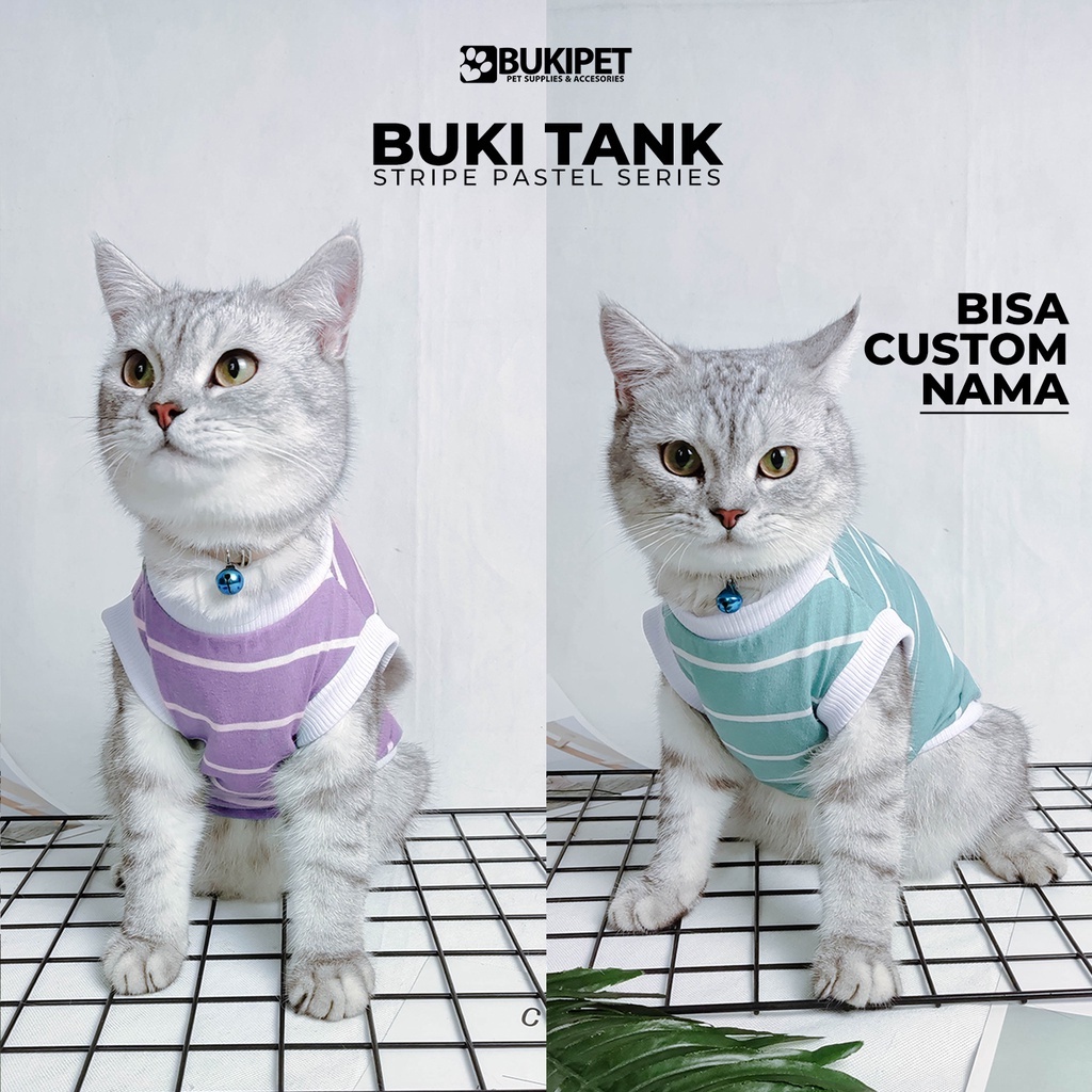 baju kucing anjing kelinci monyet lucu murah aksesoris hewan kecil   buki tank stripe pastel