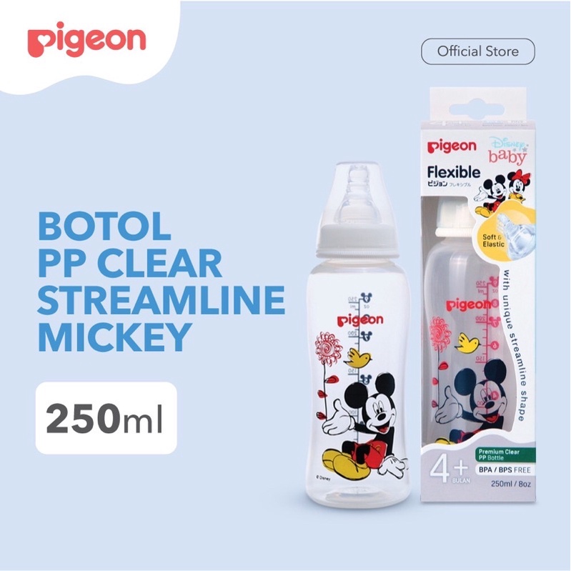 PIGEON Botol PP Clear Streamline Minnie dan Mickey 250ml