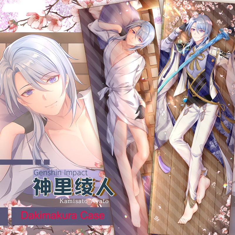 PREORDER Genshin Impact Kamisato Ayato Cosplay Dakimakura Pillowcase Kamisato Ayato Peachskin Huggin