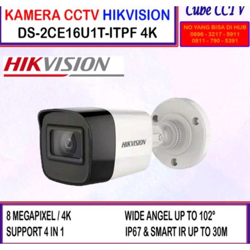 KAMERA CCTV OUTDOOR HIKVISION DS-2CE16U1T-ITPF 8MP 4K ULTRAHD CAMERA