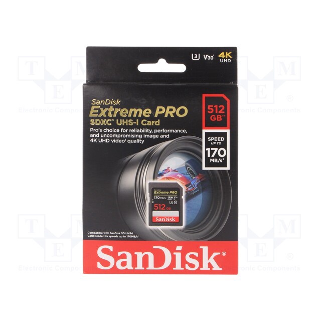 Sandisk Extreme Pro SDXC  512Gb 170mb/s V30 U3 Class 10