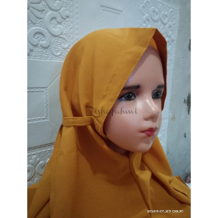 Bergo Maryam Anak Polos Warna Mustard/Kerudung Instan
