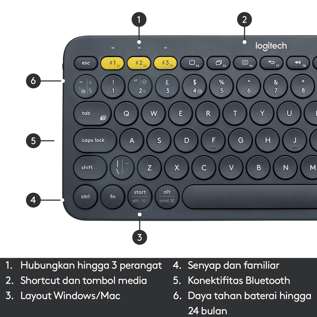 Keyboard Bluetooth Logitech K380 / K 380 Multi Device Keyboard