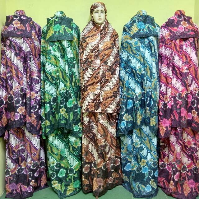 Jual mukena batik solo jogya parang warna muragmh termurah terlaris jumbo dewasa besar adem grosir