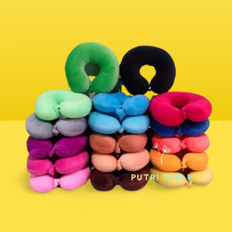 bantal leher polos   bantal sandaran mobil berkancing bergaransi uang kembali