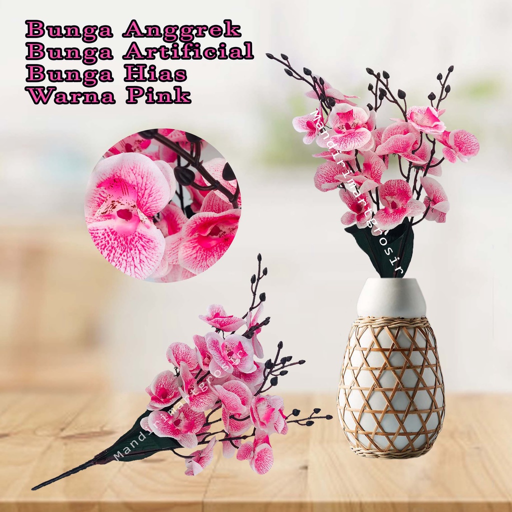 Bunga anggrek * anggrek kain * bunga artificial * bunga hias* Warna pink