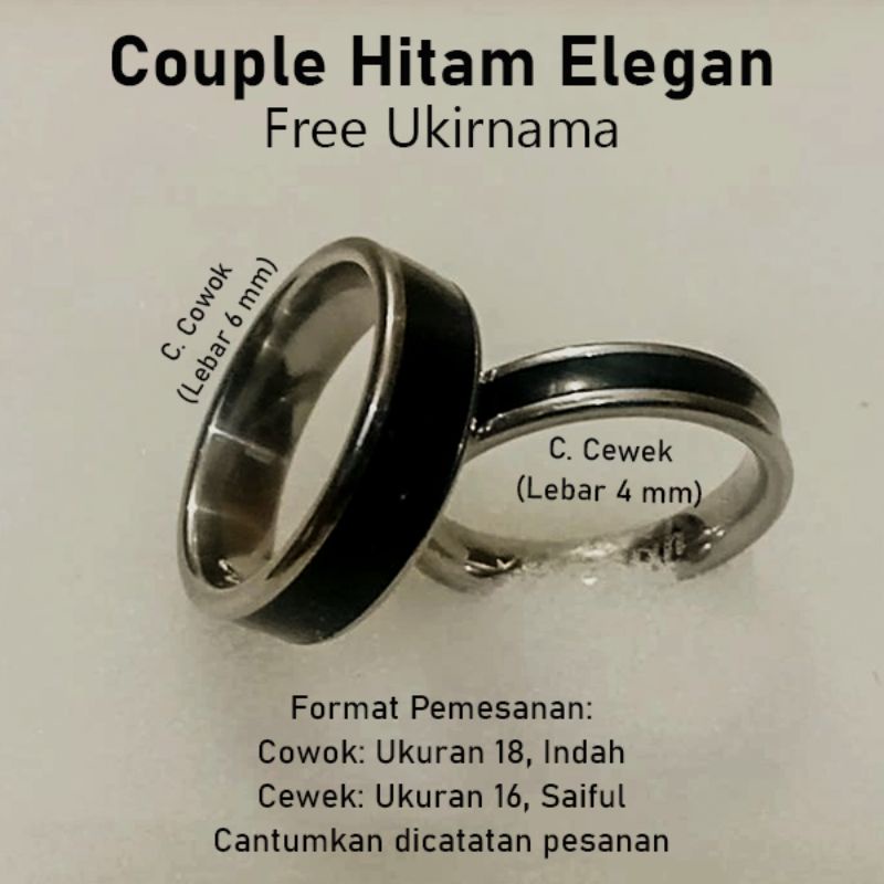 Cincin Couple Hitam Elegan (Free Ukirnama)