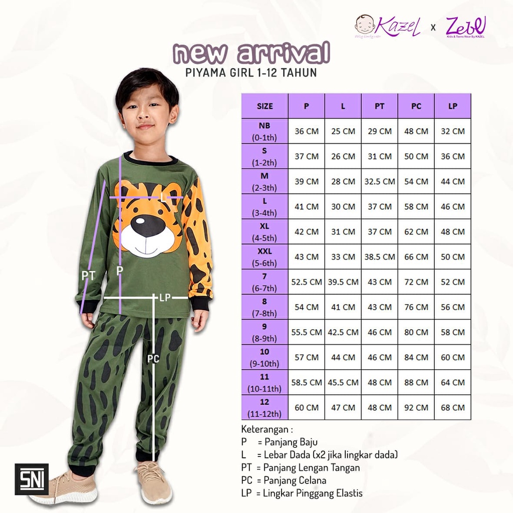 Kazel Piyama Boy Edition - Setelan Piyama Panjang Anak Size Kecil