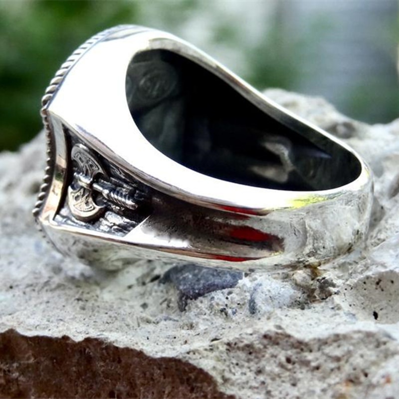 Cincin Bahan Stainless Steel 316l Desain Palu Thor Gaya Vikingnorse Paganbiker Untuk Pria