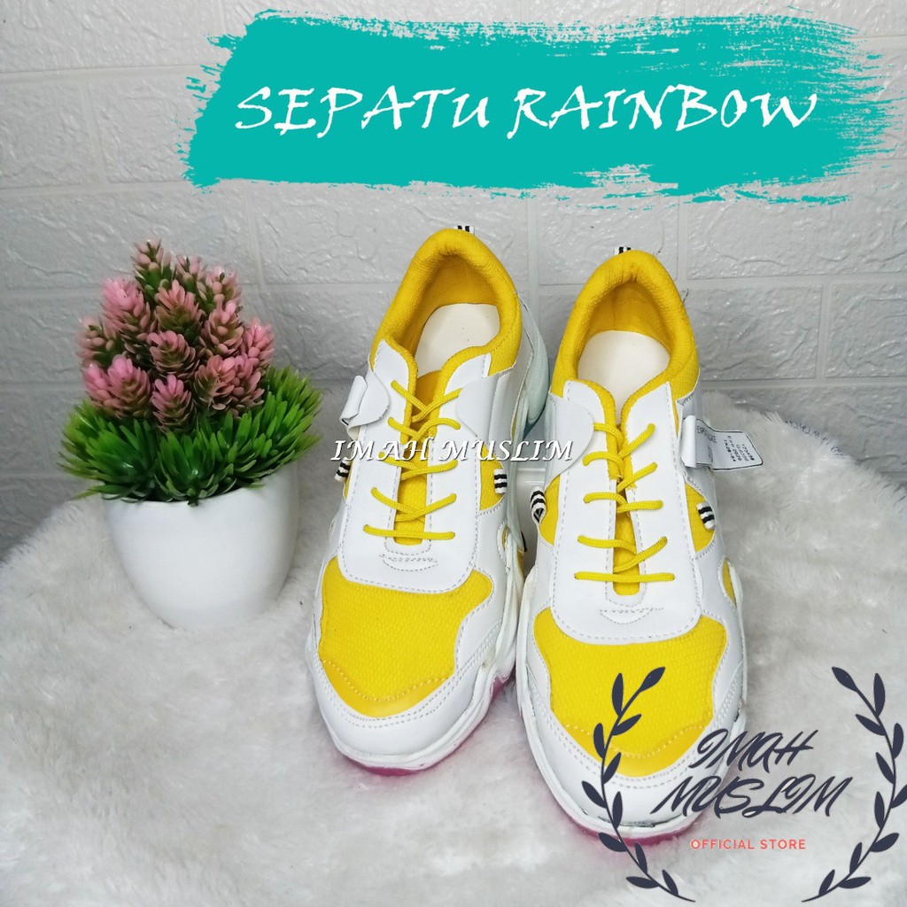 SEPATU OLAHRAGA MODEL KOREA RAINBOW PRIA DAN WANITA MURAH BISA COD