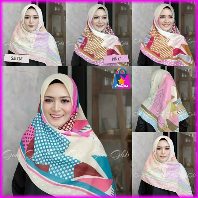 Hijab Jilbab Segiempat Motif Voal Love TERBARU GS0145