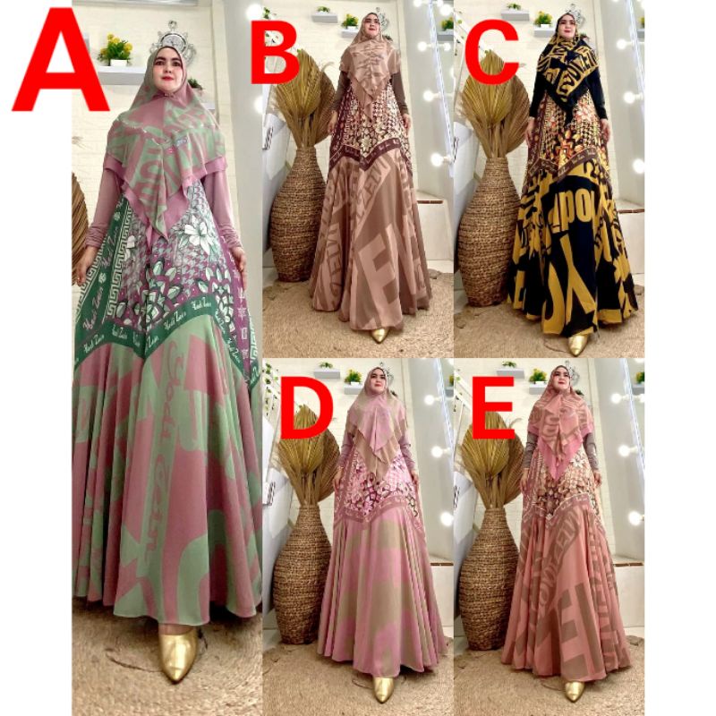 DRESS GINELA PREMIUM SET , ORI YODIZEIN SYARI