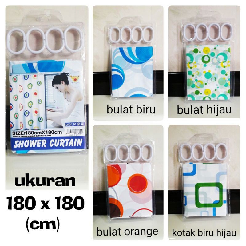 Tirai Kamar Mandi anti air Shower Curtain Bathroom motif waterproof kerang bintang laut Korden WC