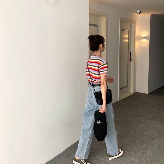 New high waist celana jeans panjang wanita kekinian celana ripped jeans wanita