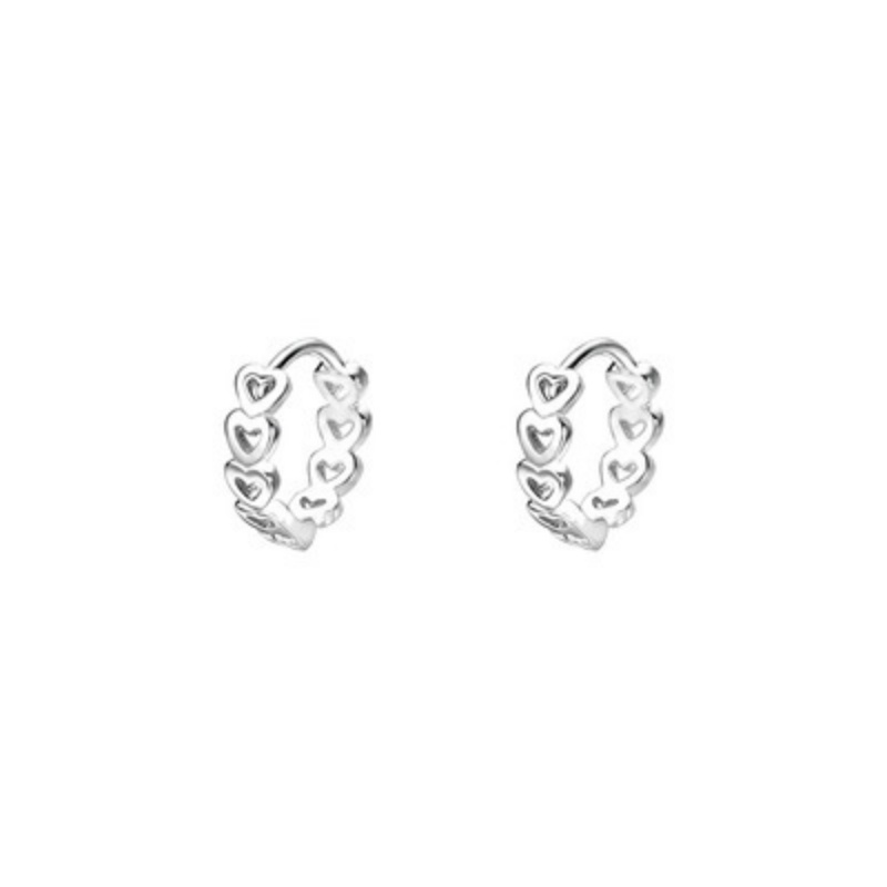 We Flower Anting Hoop S925 Silver Bentuk Hati Kecil Model Hollow Gaya Korea Untuk Wanita