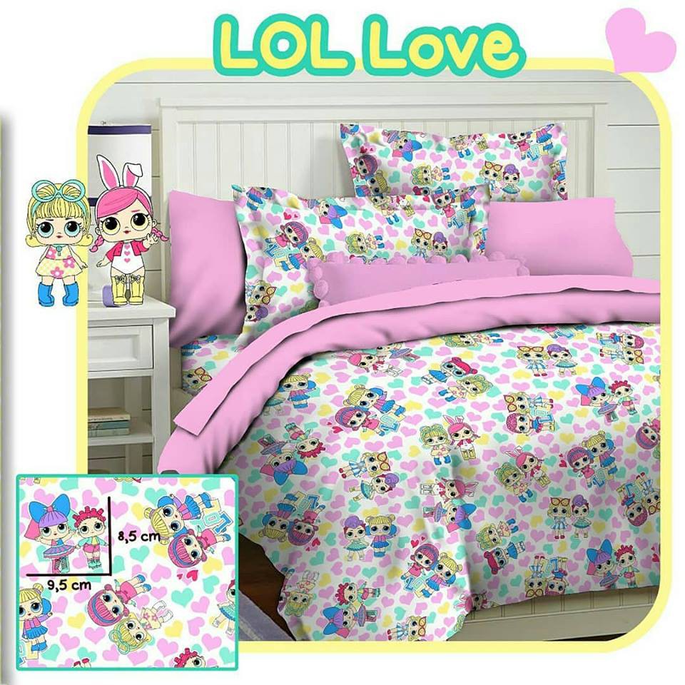 Vhepra Sprei Katun Motif LOL Love Pink
