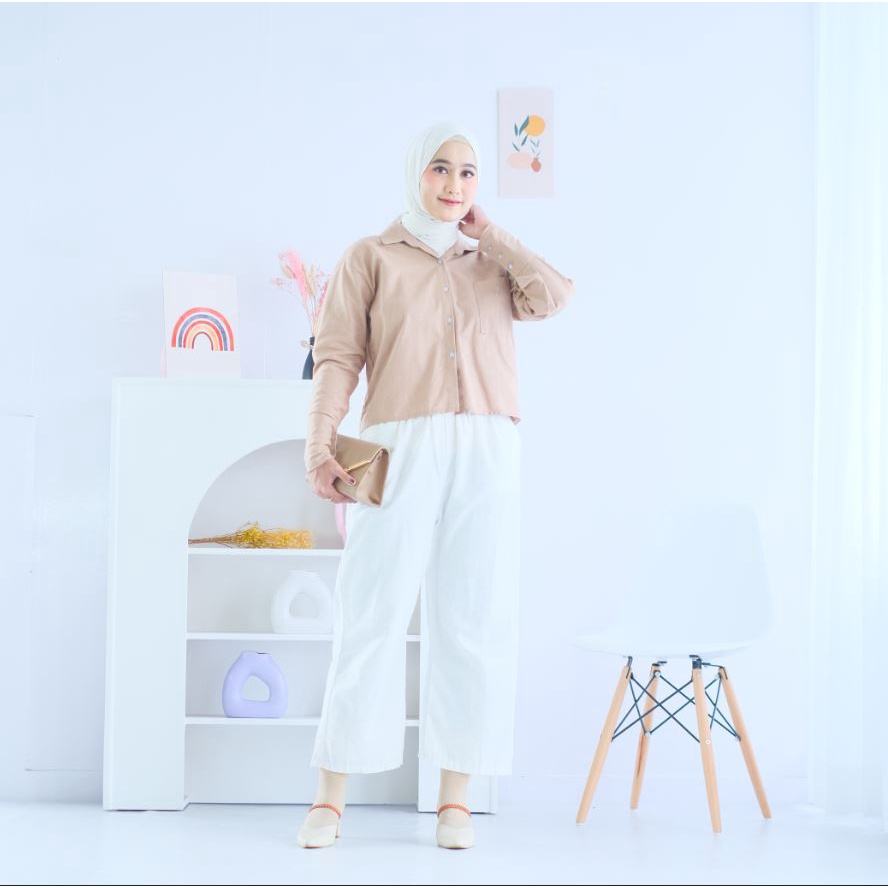 (MSB) KEMEJA CESSA OVERSIZE CROP RAMI LINEN