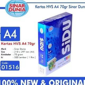 

Kertas HVS A4 70gr Sinar Dunia 70 gsm TRUETONE / SIDU