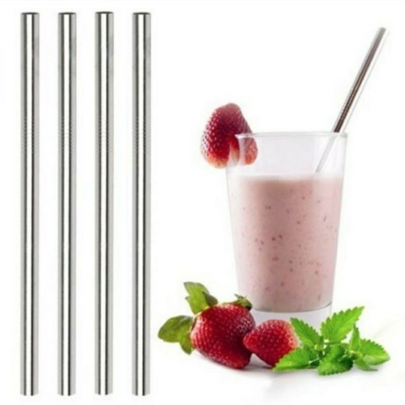 Sedotam Reusable Sedotan Stainless Steel 5 in 1 Drinking Straw Set Sikat Pouch