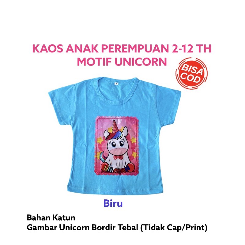 BAJU KAOS ANAK PEREMPUAN UNICORN 2-12 TH / KAOS OBLONG ANAK MURAH / KAOS ANAK CEWEK UNICORN LED