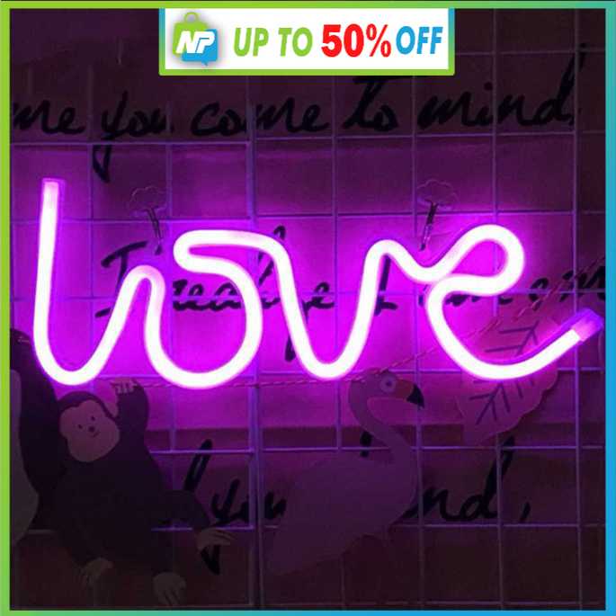 Lampu Hias Kamar Tidur Dinding Atas Meja -  Lampu Dekorasi LED Neon Tulisan Love Gift Kado Estetik