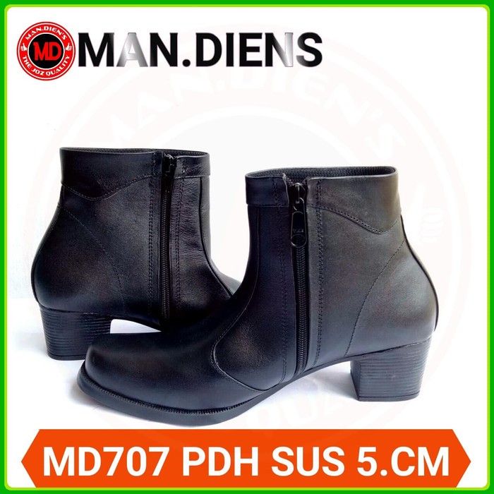 sepatu Wanita Boot Pdh Sus Polwan Kulit Asli Hak 5 cm