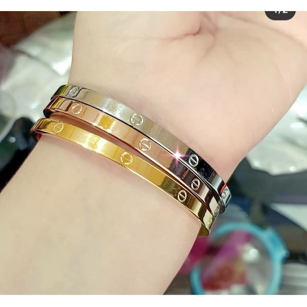 GELANG TITANIUM ANTI KARAT / GELANG WANITA TITANIUM-SILVER DIAMOND