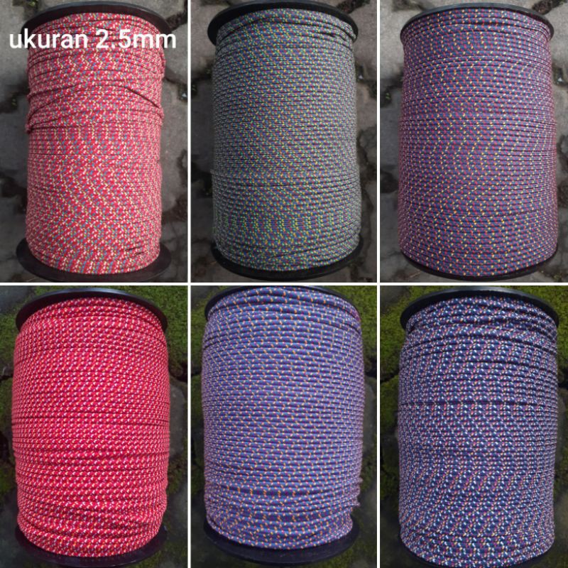 Tali Prusik meteran 2.5mm 4mm gelang 2.5 mm 3 mm 4 mm tali tenda tali flysheet Strap Masker Kalung