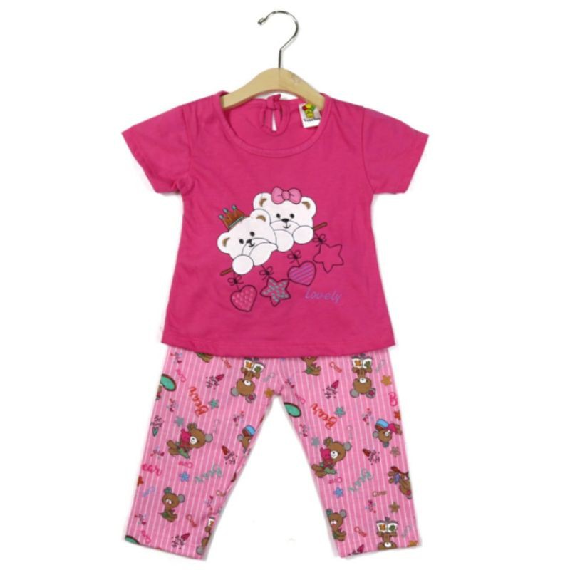 SETELAN FASHION PAKAIAN BAJU ANAK PEREMPUAN 1 TAHUN MOTIF BEAR KEMBAR