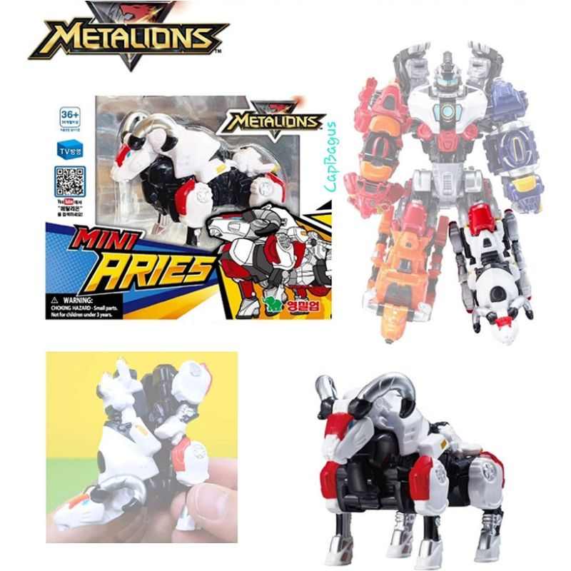 Metalions Mini Aries Young Toys Original Animal White Goat Robot Tobot Monkart Mainan