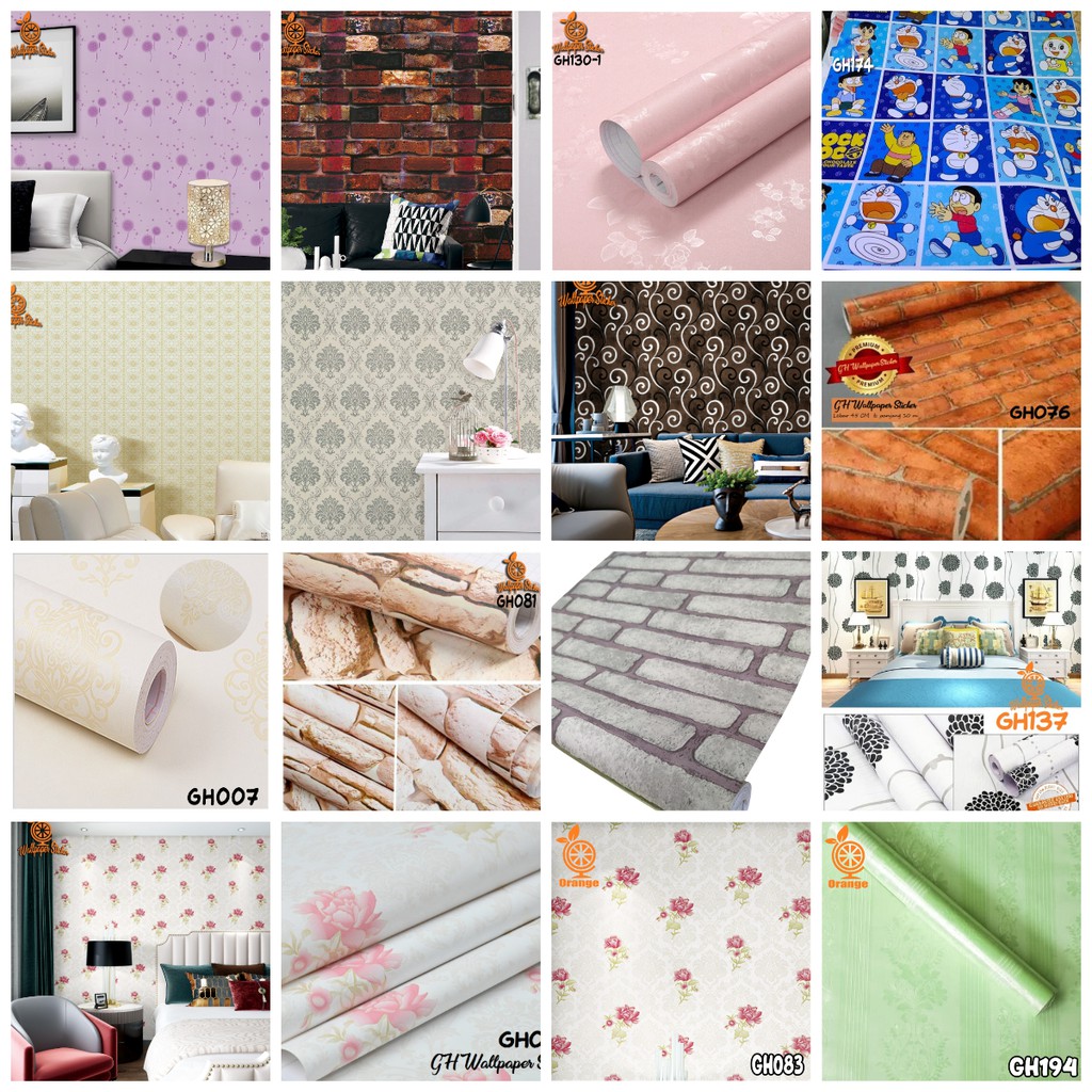 Jual Wallpaper Dinding Motif Bunga Ukuran 45cm x 9 Meter Stiker Dinding