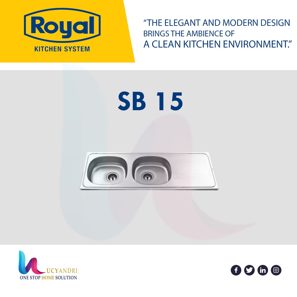 KITCHEN SINK BAK CUCI PIRING STAINLESS ROYAL SB 15 BULAT