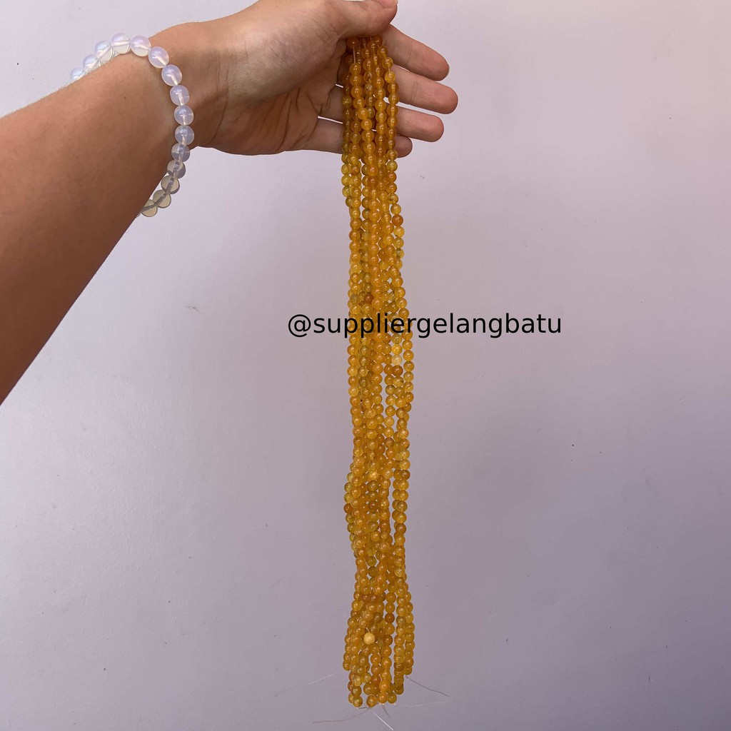 batu yellow agate sunkist sunstone 6mm aksesoris fashion gelang kalung