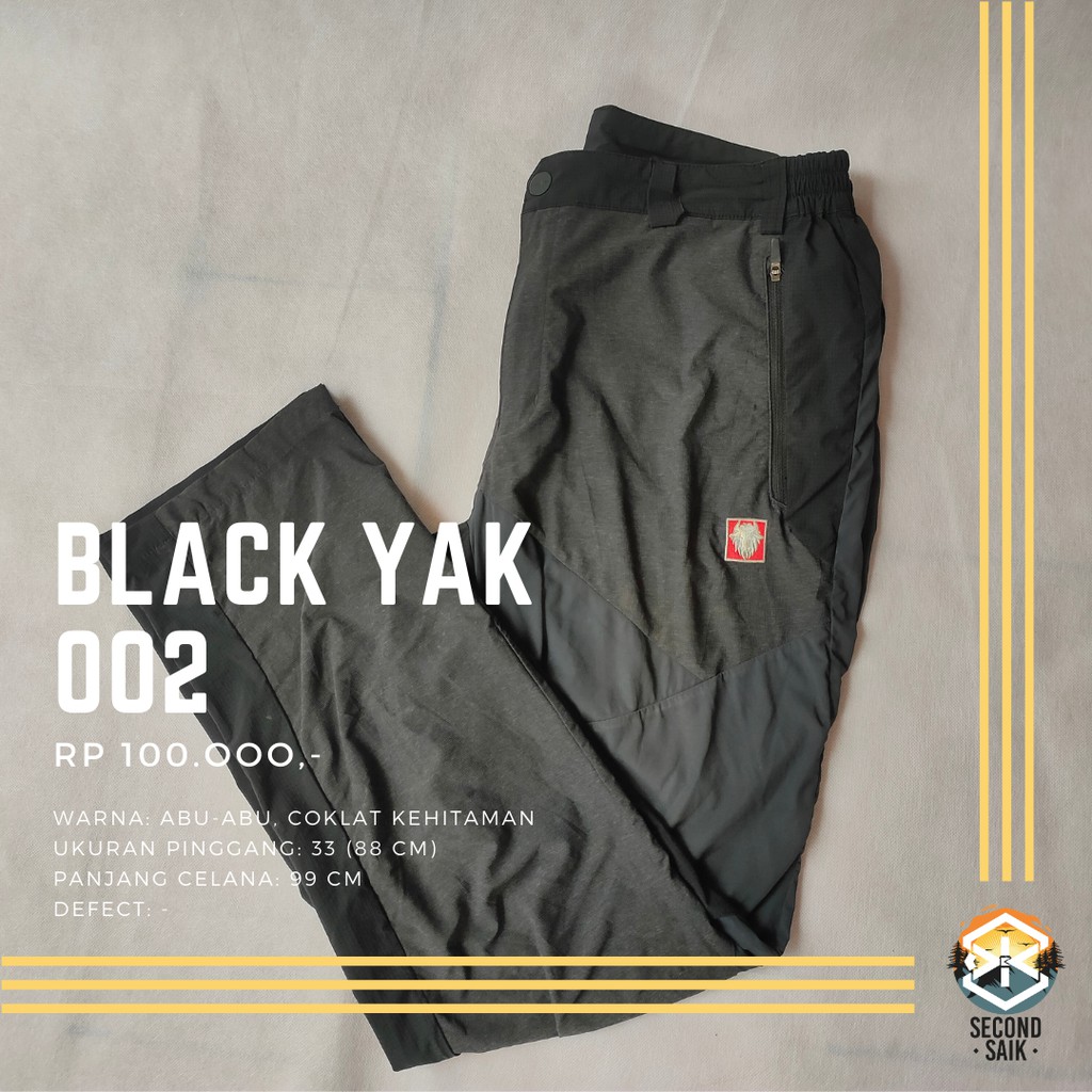 Celana Outdoor/ Quick Dry/ Black Yak/ Second