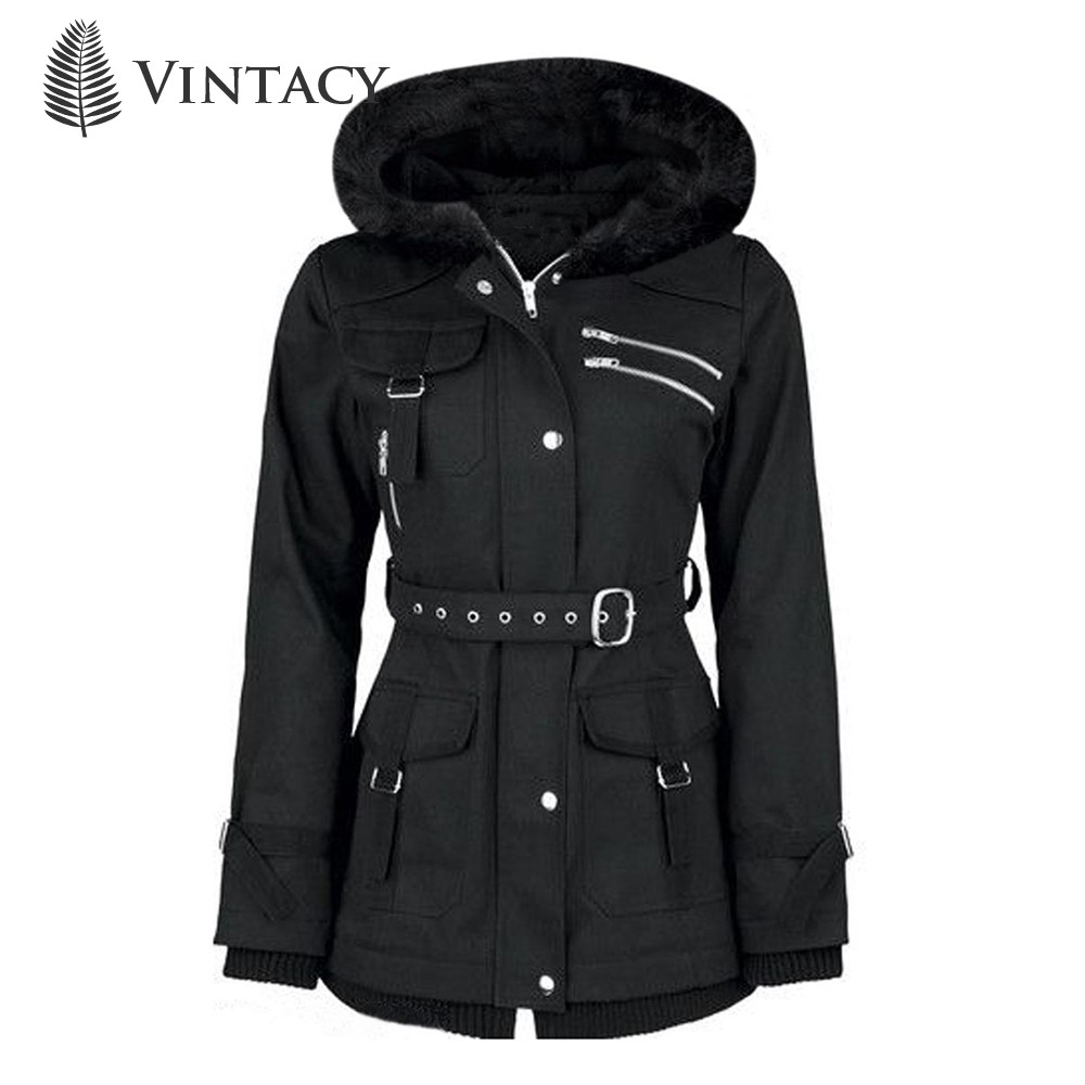 INDORETAIL | Pakaian Wanita | Outerwear | Jaket Retro Gothic Mantel Vintage Wanita Hitam Musim